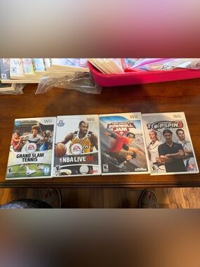 Wii Sports Game Lot - Grand Slam Tennis, NBA Live 08, Downhill Jam, Top Spin 3